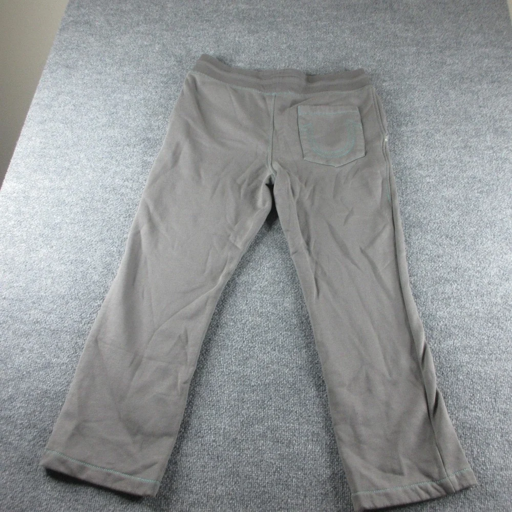 True Religion Sweatpants Mens L Gray Elastic Waist Drawstring Pockets Logo